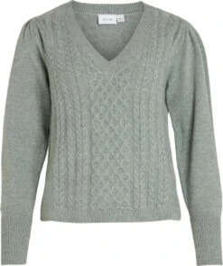 Vila Trui Viril V-neck L/s Cable Knit Top 14076024 Laurel Wreath Dames Maat - M
