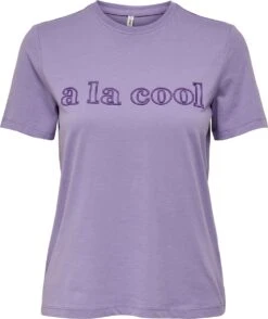 ONLY ONLROSA REG S/S TEXT TOP BOX JRS Dames Top - Maat L