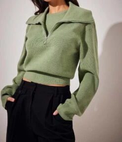 NA-KD Half Zip Layered Knitted Sweater Dames Trui - Maat L -ONLY Winkel 1038x1200 2