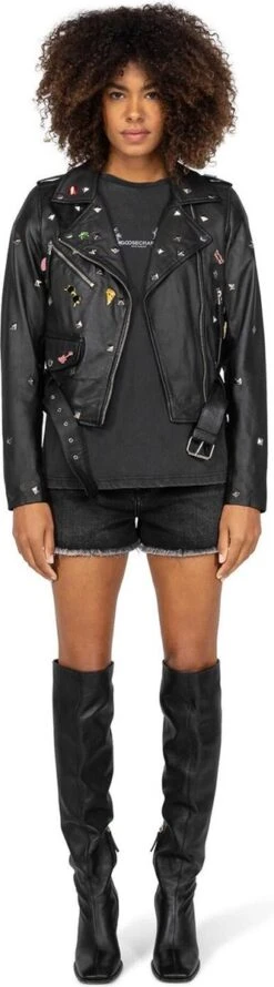 Goosecraft Jas Gc Marly Studs Biker 102321051 Sheep Velvet Waxy Black Dames Maat - XXL 11 Goosecraft Jas Gc Marly Studs Biker 102321051 Sheep Velvet Waxy Black Dames Maat - XXL -ONLY Winkel 333x1200 5