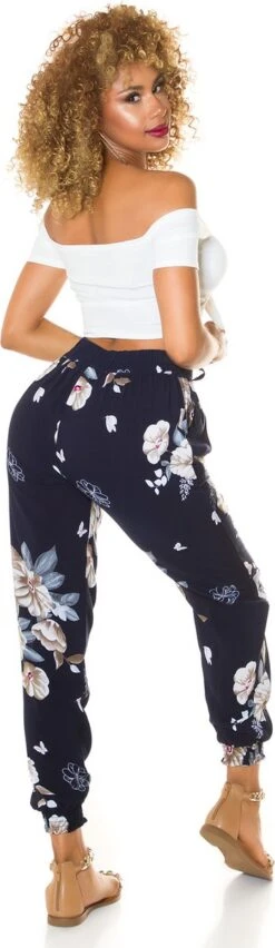 Merkloos Zomerbroek Strandbroek Dames Broek Fashion Hoge Taille Bloemmotief Marineblauw Maat XL -ONLY Winkel 348x1200 6