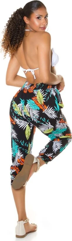 Merkloos Zomerbroek Strandbroek Dames Broek Fashion Hoge Taille Tropische Bloemmotief Zwart Maat XL -ONLY Winkel 361x1200