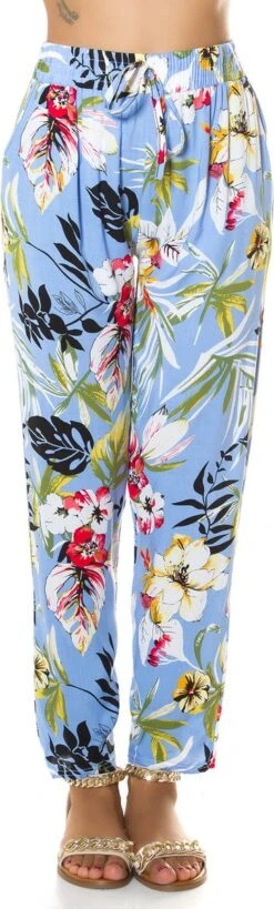 Merkloos Zomerbroek Strandbroek Dames Broek Fashion Hoge Taille Bloemmotief Blauw Maat M -ONLY Winkel 362x1200 2