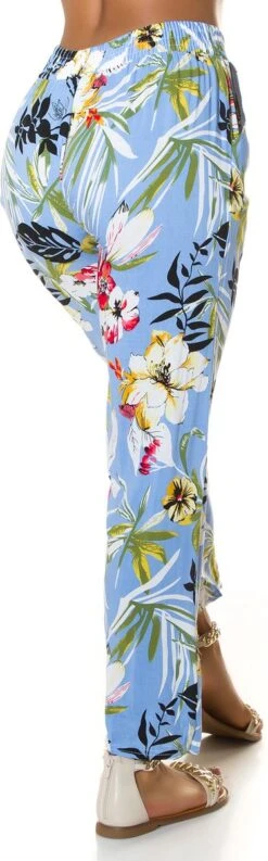 Merkloos Zomerbroek Strandbroek Dames Broek Fashion Hoge Taille Bloemmotief Blauw Maat M -ONLY Winkel 374x1200 1