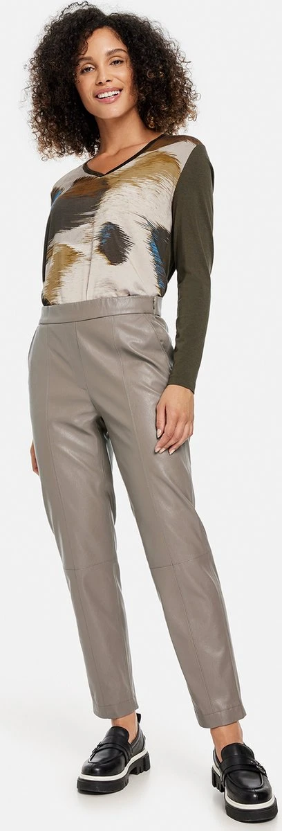 GERRY WEBER Dames Broek Van Imitatieleer Stone-38 4 GERRY WEBER Dames Broek Van Imitatieleer Stone-38 - Afbeelding 2