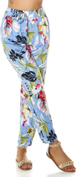 Merkloos Zomerbroek Strandbroek Dames Broek Fashion Hoge Taille Bloemmotief Blauw Maat M -ONLY Winkel 518x1200 5