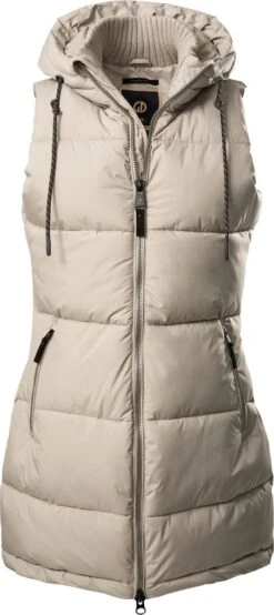 Killtec Dames Bodywarmer - Lange Bodywarmer Dames - Padded - Beige - 38790 - Maat 36