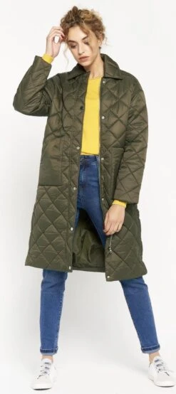 LOLALIZA Lange Gewatteerde Jas Met Ruit - Khaki - Maat M 15 LOLALIZA Lange Gewatteerde Jas Met Ruit - Khaki - Maat M -ONLY Winkel 535x1200 5