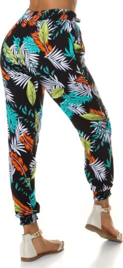 Merkloos Zomerbroek Strandbroek Dames Broek Fashion Hoge Taille Tropische Bloemmotief Zwart Maat XL -ONLY Winkel 553x1200 6