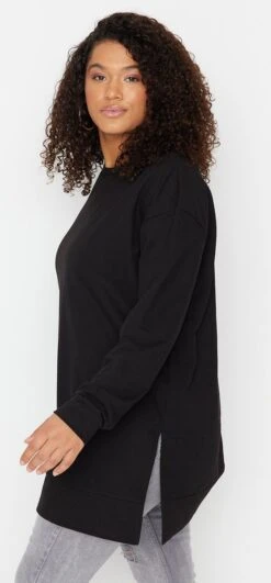 Trendyol Vrouwen Standaard Mouw Basis Grote Maten Sweatshirt