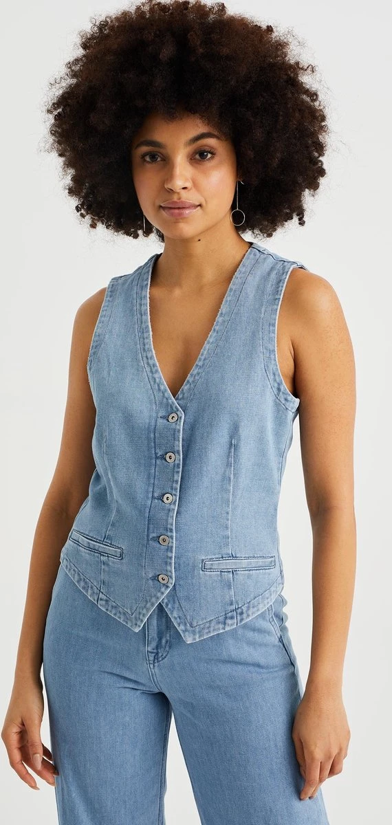 WE Fashion Dames Denim Gilet 7 WE Fashion Dames Denim Gilet - Afbeelding 5