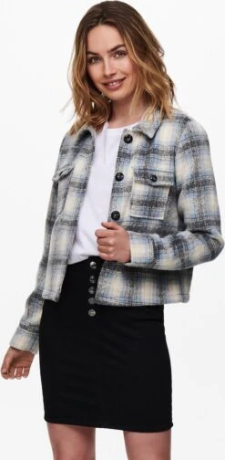 Only Jas Onllou Short Check Jacket Otw Noos 15208838 Pumice Stone/allure Dames Maat - S -ONLY Winkel 588x1200