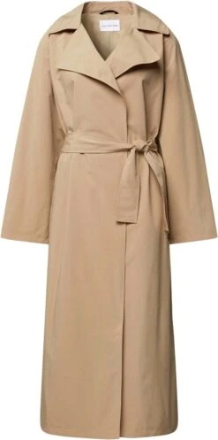 Calvin Klein Oversized Trench Coat Jassen Dames - Zomerjas - Zand - Maat S