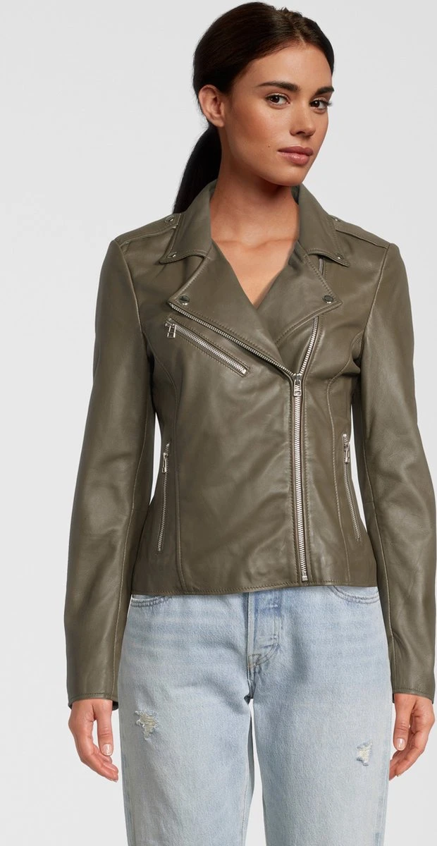 Goosecraft Jas Gc Julia Biker 100001014 Sheep Clean Shocked Olive Dames Maat - L 3 Goosecraft Jas Gc Julia Biker 100001014 Sheep Clean Shocked Olive Dames Maat - L