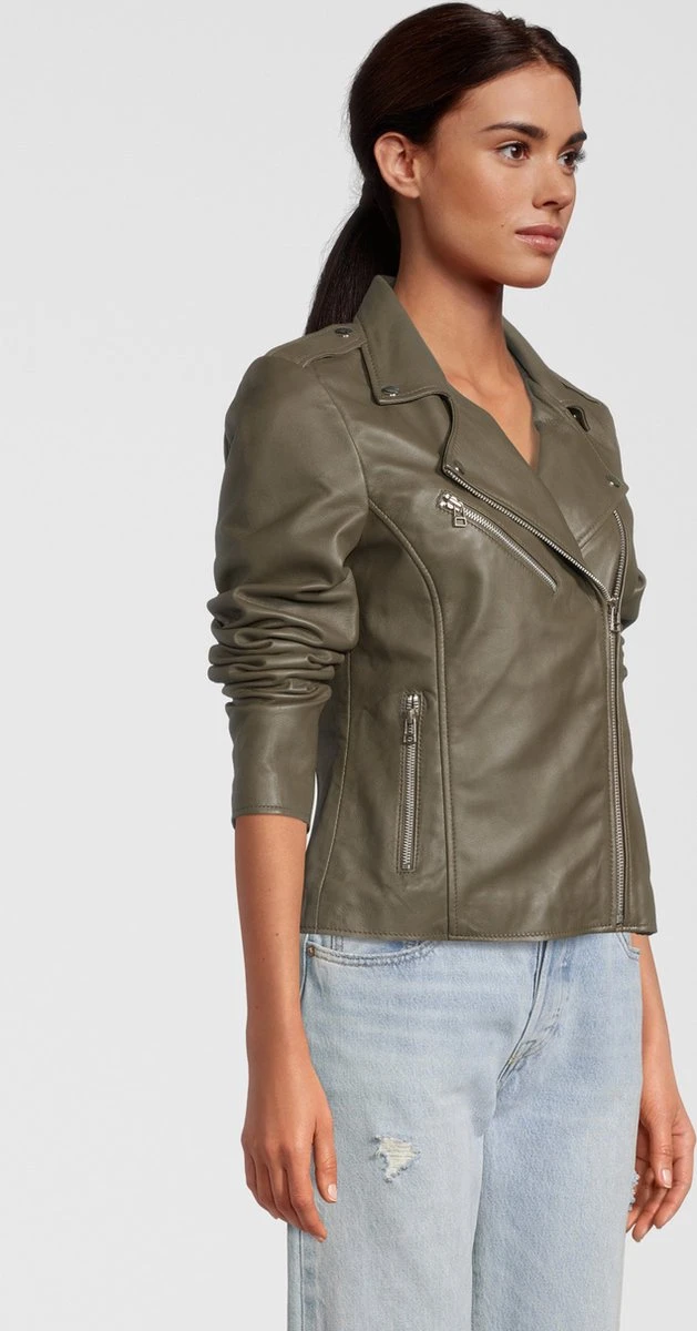 Goosecraft Jas Gc Julia Biker 100001014 Sheep Clean Shocked Olive Dames Maat - L 9 Goosecraft Jas Gc Julia Biker 100001014 Sheep Clean Shocked Olive Dames Maat - L - Afbeelding 7