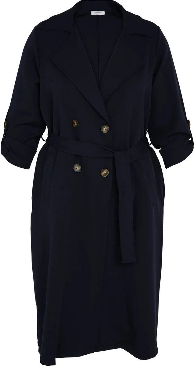 Paprika Lange, Effen Trenchcoat Met Dubbele Knopen 13 Paprika Lange, Effen Trenchcoat Met Dubbele Knopen - Afbeelding 11