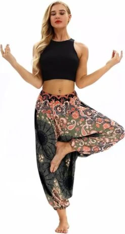 Sankalpa® Harembroek Dames - Relax Broek - Yogabroek - Festival Kleding - Harembroek Vrouwen - Kaki Groen -ONLY Winkel 642x1200 3