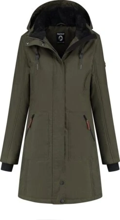 Travelin' Jack Ylva Damesjas Gevoerde Parka - Teddy Voering - Winddicht - Groen - Maat 42