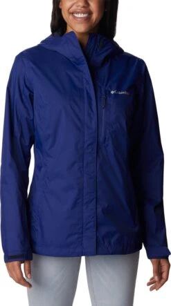 Columbia Pouring Adventure Regenjas Dames Waterdicht - Outdoorjas Met Capuchon - Ademend - Jassen Dames Winter - Blauw - Maat L