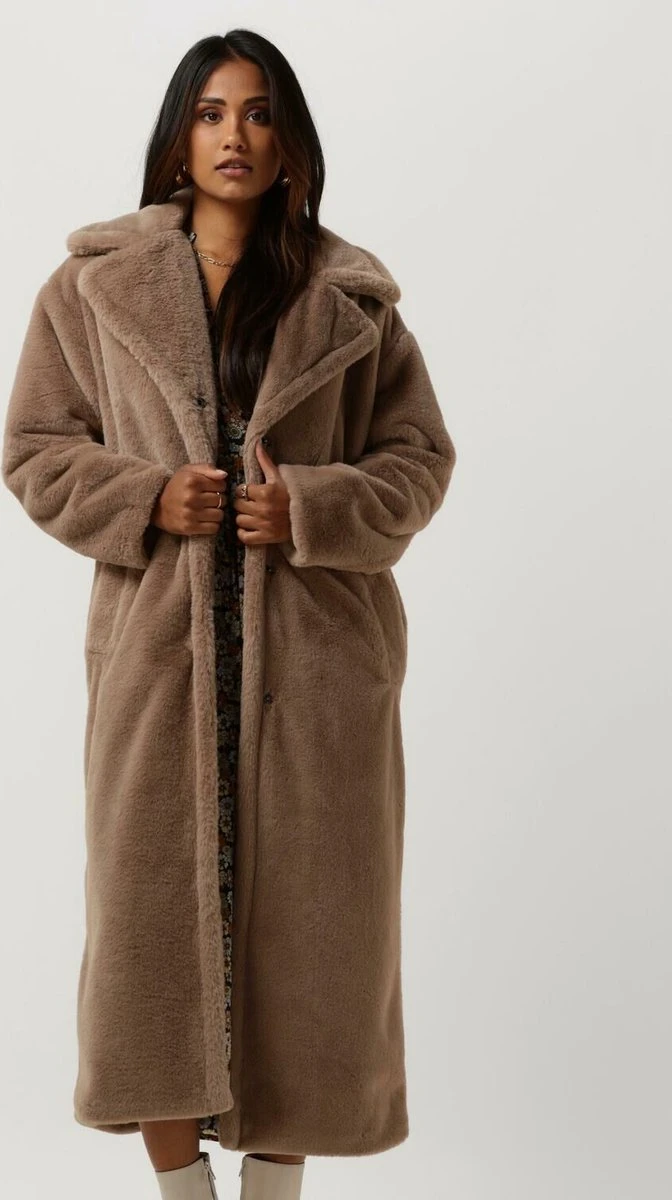 Notre-V Fur Long Coat Jassen Dames - Winterjas - Taupe - Maat XS 3 Notre-V Fur Long Coat Jassen Dames - Winterjas - Taupe - Maat XS