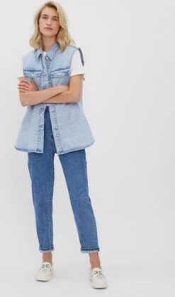 Vero Moda VMPHILINA OVERSIZE DENIM VEST Dames Gilet Light Blue Denim - Maat S -ONLY Winkel 705x1200 10