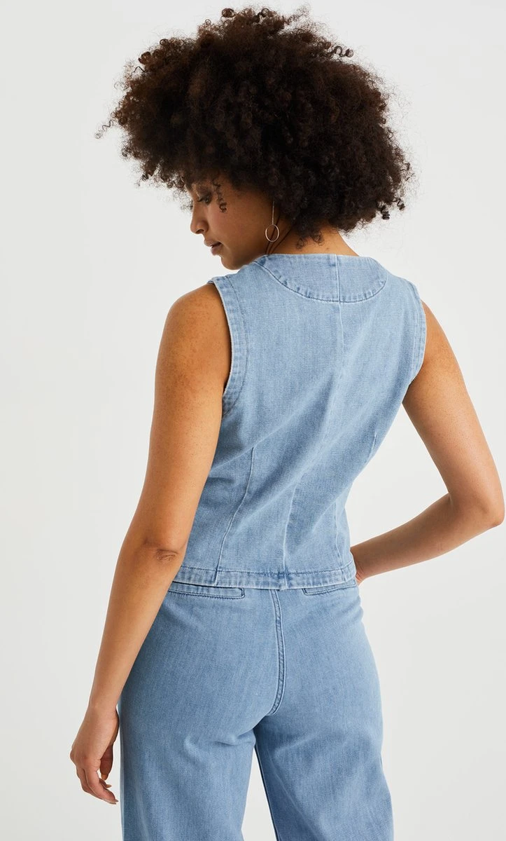 WE Fashion Dames Denim Gilet 6 WE Fashion Dames Denim Gilet - Afbeelding 4