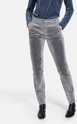 TAIFUN Dames Boyfriend Jeans Met Fluweelachtige Flockprint Silver Quartz-40