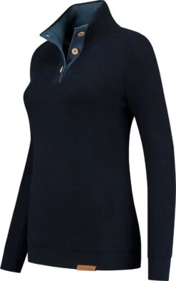 Travelin' Outdoor Jumper Solna - Damestrui - Dun Gebreid - Navy Blauw - Maat M