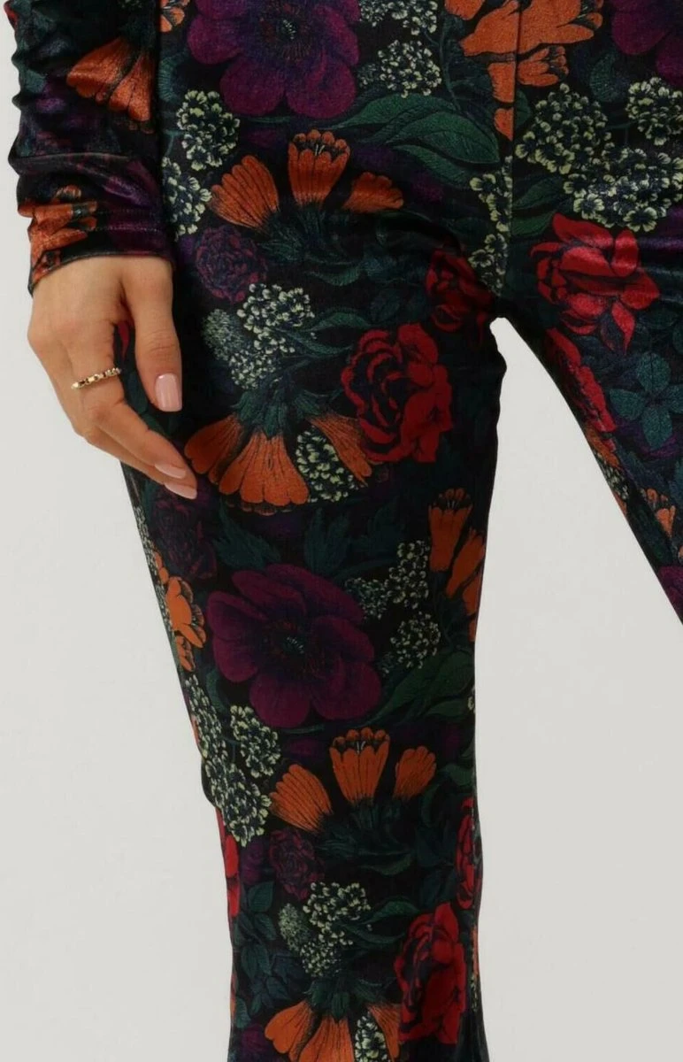 Colourful Rebel Jolie Big Flower Velvet Flare Pants - S 7 Colourful Rebel Jolie Big Flower Velvet Flare Pants - S - Afbeelding 5