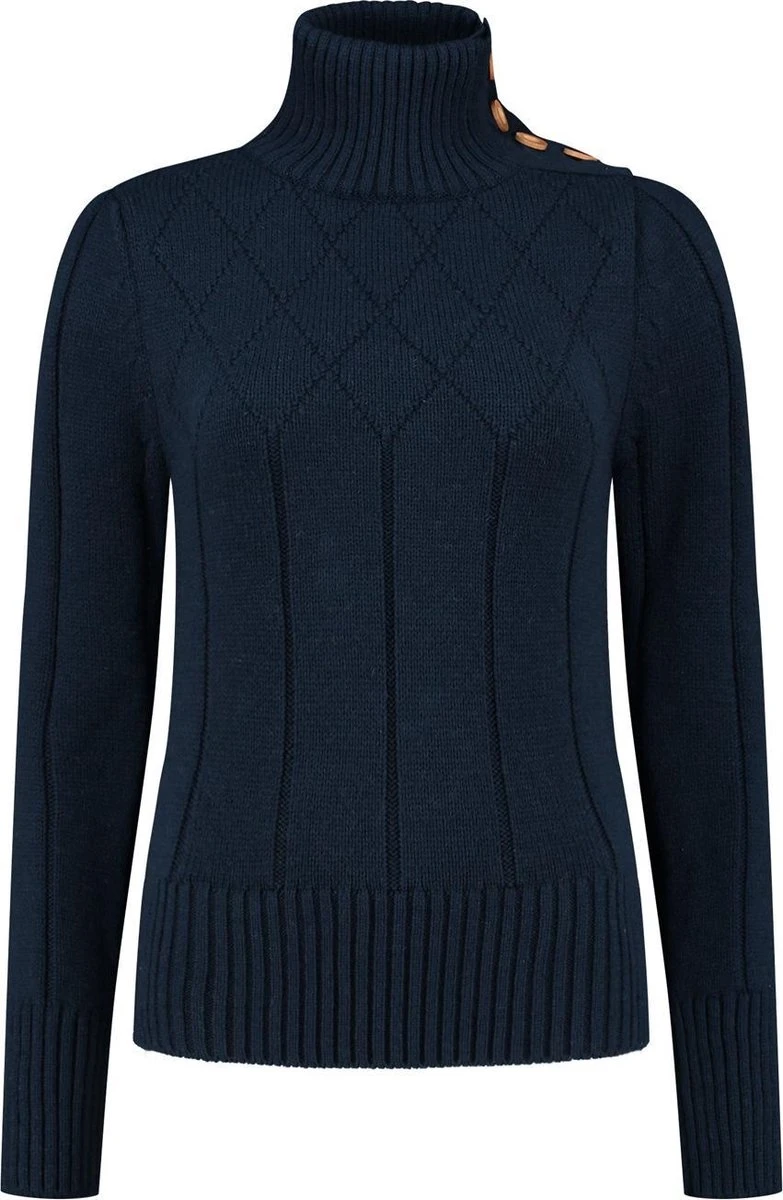 Travelin' Jumper Mora - Dames Trui Winter - Mock Neck - Donkerblauw - Maat M 6 Travelin' Jumper Mora - Dames Trui Winter - Mock Neck - Donkerblauw - Maat M - Afbeelding 4
