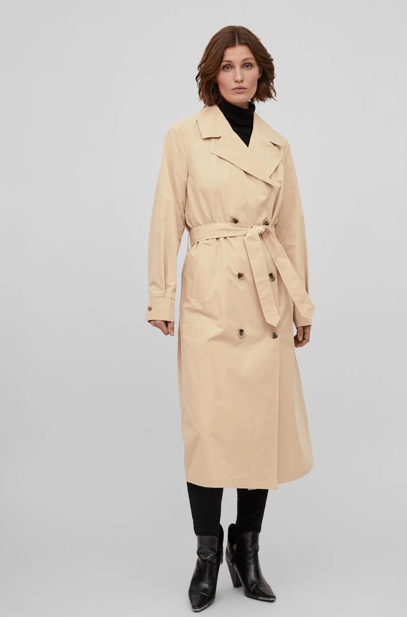 Vila VIMERSIN LONG TRENCHCOAT NOOS Dames Jas Sesame - Maat 38 9 Vila VIMERSIN LONG TRENCHCOAT NOOS Dames Jas Sesame - Maat 38 - Afbeelding 7