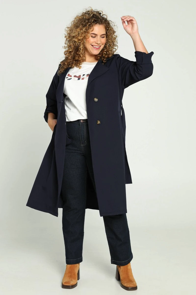 Paprika Lange, Effen Trenchcoat Met Dubbele Knopen 9 Paprika Lange, Effen Trenchcoat Met Dubbele Knopen - Afbeelding 7