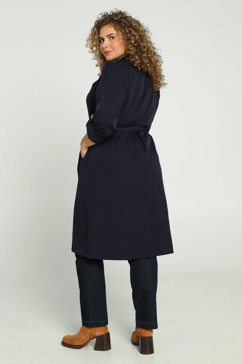Paprika Lange, Effen Trenchcoat Met Dubbele Knopen 12 Paprika Lange, Effen Trenchcoat Met Dubbele Knopen - Afbeelding 10