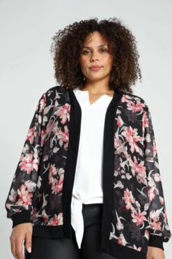 Paprika Korte, Gebloemde Bomberjack In Voile