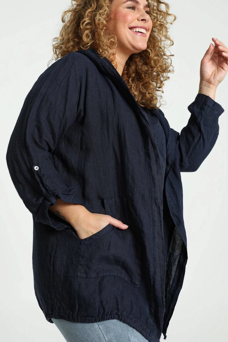 Paprika Effen Linnen Jack Met Capuchon 5 Paprika Effen Linnen Jack Met Capuchon - Afbeelding 3