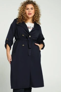 Paprika Lange, Effen Trenchcoat Met Dubbele Knopen