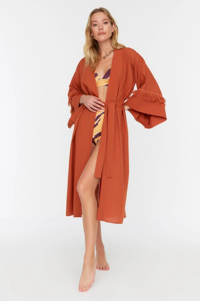 Trendyol Vrouwen Standaard Mouw Double-breasted Kimono & Kaftan 10 Trendyol Vrouwen Standaard Mouw Double-breasted Kimono & Kaftan - Afbeelding 8