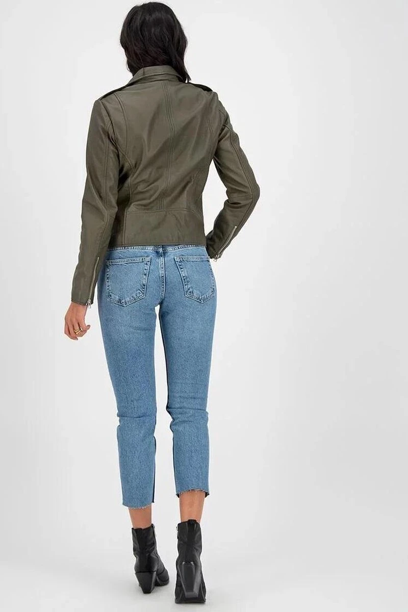 Goosecraft Jas Gc Julia Biker 100001014 Sheep Clean Shocked Olive Dames Maat - L 7 Goosecraft Jas Gc Julia Biker 100001014 Sheep Clean Shocked Olive Dames Maat - L - Afbeelding 5