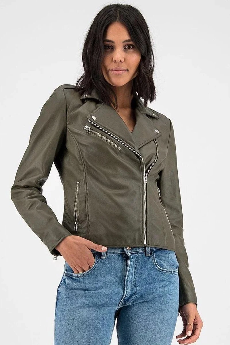 Goosecraft Jas Gc Julia Biker 100001014 Sheep Clean Shocked Olive Dames Maat - L 11 Goosecraft Jas Gc Julia Biker 100001014 Sheep Clean Shocked Olive Dames Maat - L - Afbeelding 9