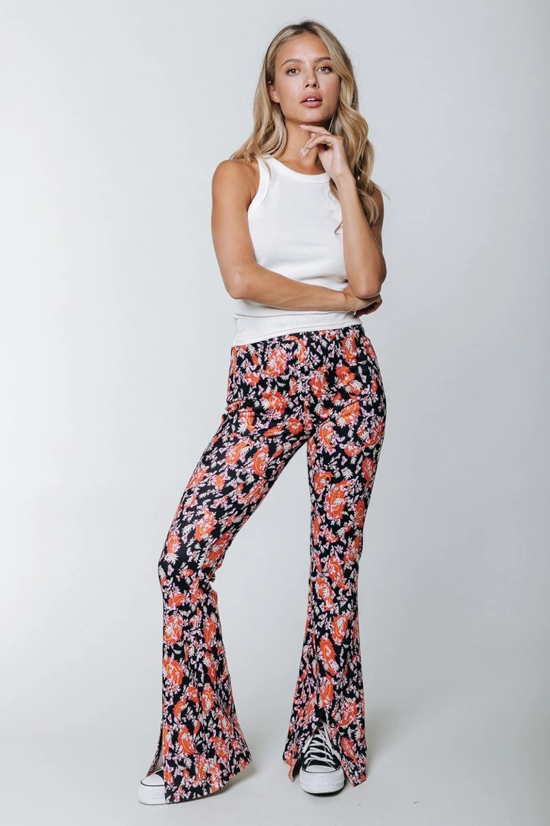 Colourful Rebel Darcy Flower Broek Oranje Dames - Wijduitlopende Fit - Polyester - M 3 Colourful Rebel Darcy Flower Broek Oranje Dames - Wijduitlopende Fit - Polyester - M