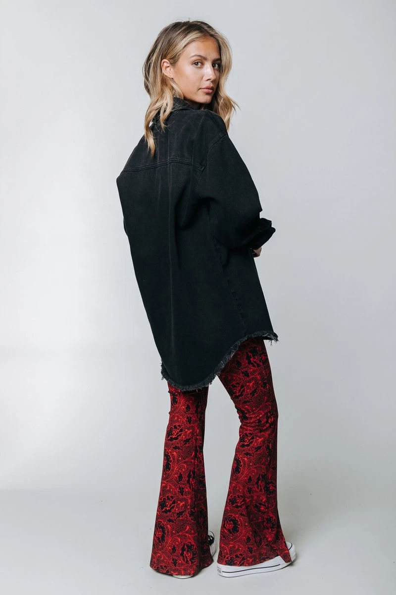 Colourful Rebel Darcy Big Flower Slit Peached Flare Pants - M 4 Colourful Rebel Darcy Big Flower Slit Peached Flare Pants - M - Afbeelding 2