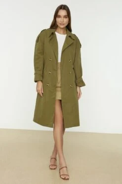 Trendyol Vrouwen Off-shoulder Double-breasted Trenchcoat