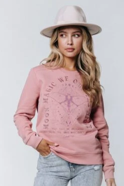 Colourful Rebel Moon Magic Trui Roze Dames - Slim Fit - Katoen - S