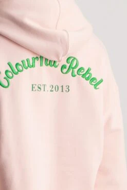 Colourful Rebel Logo Embro Hoodie Roze Dames - Oversized Fit - Polyester - M -ONLY Winkel 800x1200 499