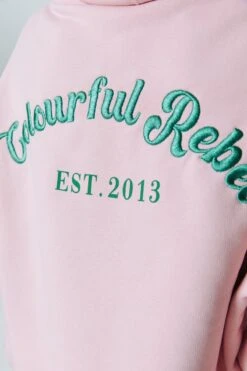 Colourful Rebel Logo Embro Hoodie Roze Dames - Oversized Fit - Polyester - M -ONLY Winkel 800x1200 500
