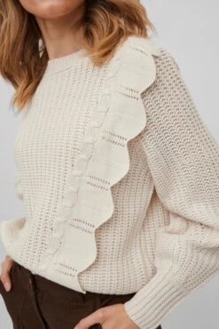 VILA VINORILA NEW L/S FLOUNCE KNIT TOP Dames Trui - Maat L -ONLY Winkel 800x1200 551