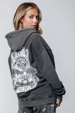 Colourful Rebel Art Eagle Hoodie Grijs Dames - Oversized Fit - Polyester - XS -ONLY Winkel 800x1200 582