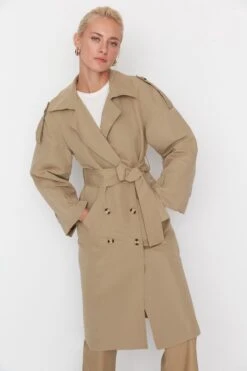 Trendyol Vrouwen Off-shoulder Double-breasted Trenchcoat