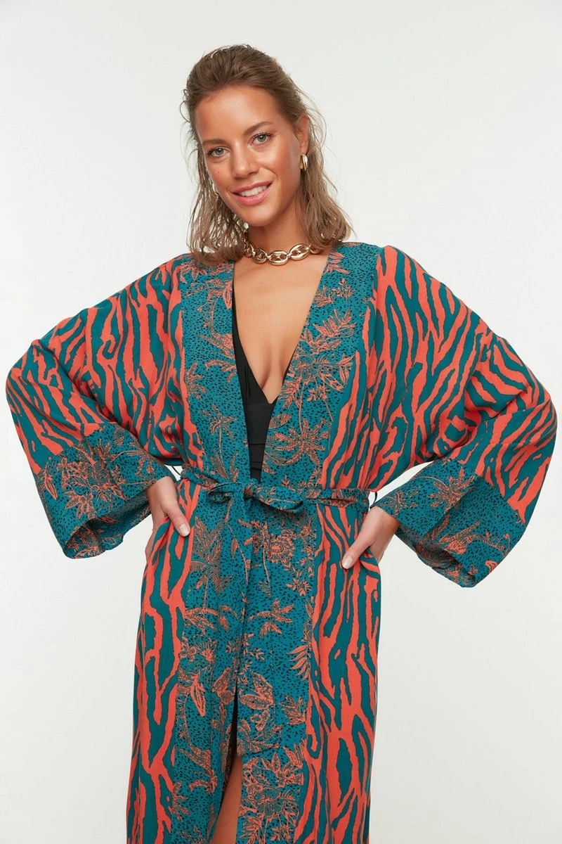 Trendyol Vrouwen Standaard Mouw Basis Kimono & Kaftan 9 Trendyol Vrouwen Standaard Mouw Basis Kimono & Kaftan - Afbeelding 7