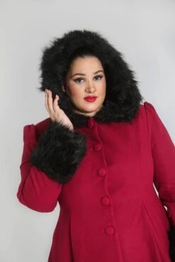 Hell Bunny Winterjas/mantel Dames Burgundy (L) -ONLY Winkel 800x1200 918